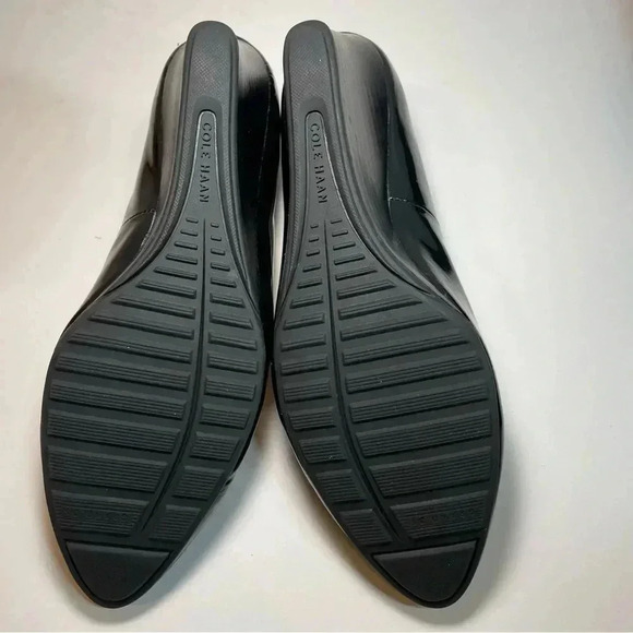 Cole Haan Tali Luxe Stacked Wedge Black Patent Leather Slip On Shoes Womens 7B - Picture 6 of 9